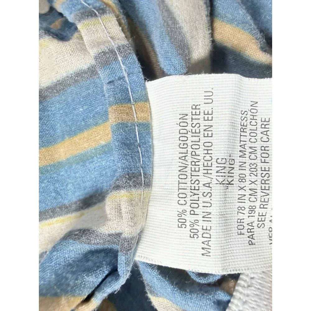 JCPenney Sheet Set Southwestern KING Vtg Teal Marble Stripes Geometric Tribal